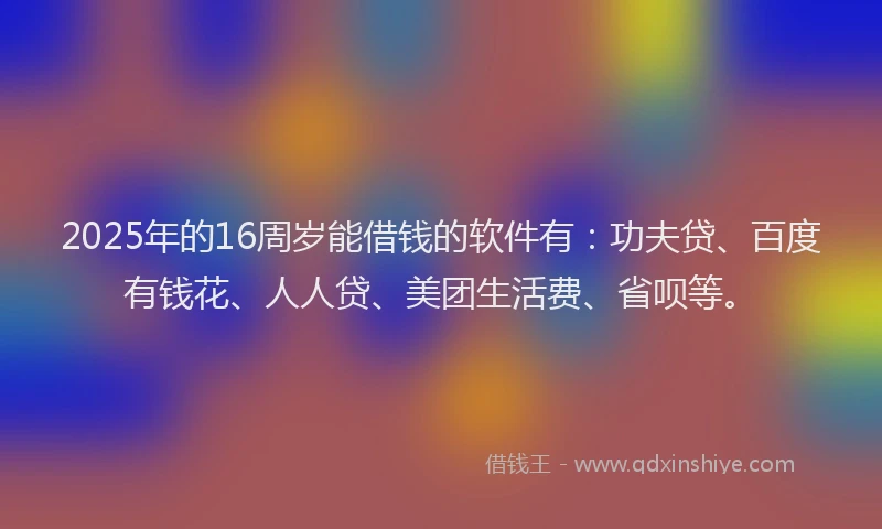 2025年的16周岁能借钱的软件有：功夫贷、百度有钱花、人人贷、美团生活费、省呗等。