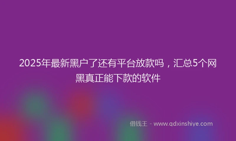 2025年最新黑户了还有平台放款吗，汇总5个网黑真正能下款的软件