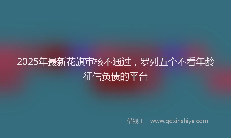 2025年最新花旗审核不通过，罗列五个不看年龄征信负债的平台