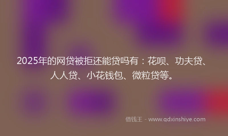 2025年的网贷被拒还能贷吗有：花呗、功夫贷、人人贷、小花钱包、微粒贷等。