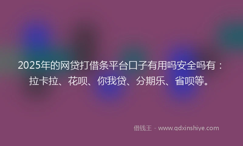 2025年的网贷打借条平台口子有用吗安全吗有：拉卡拉、花呗、你我贷、分期乐、省呗等。