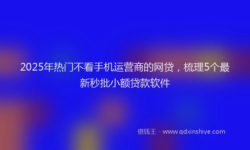 2025年热门不看手机运营商的网贷，梳理5个最新秒批小额贷款软件