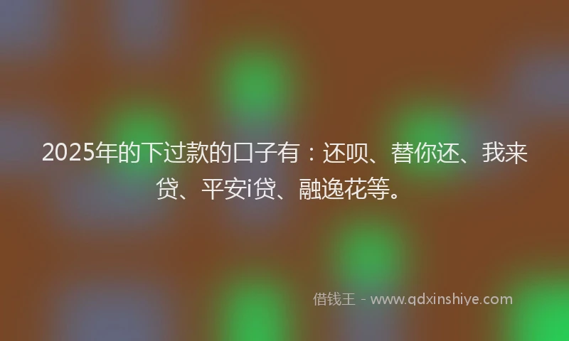 2025年的下过款的口子有：还呗、替你还、我来贷、平安i贷、融逸花等。