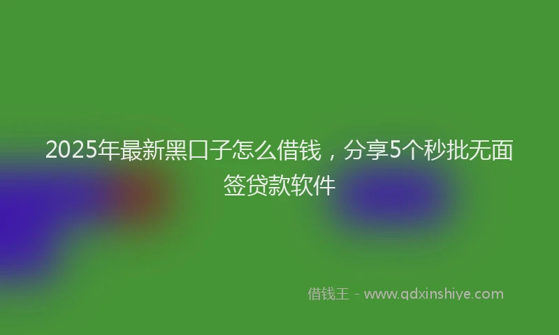 2025年最新黑口子怎么借钱，分享5个秒批无面签贷款软件