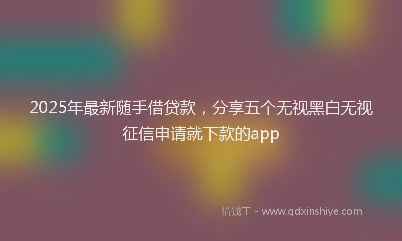 2025年最新随手借贷款，分享五个无视黑白无视征信申请就下款的app