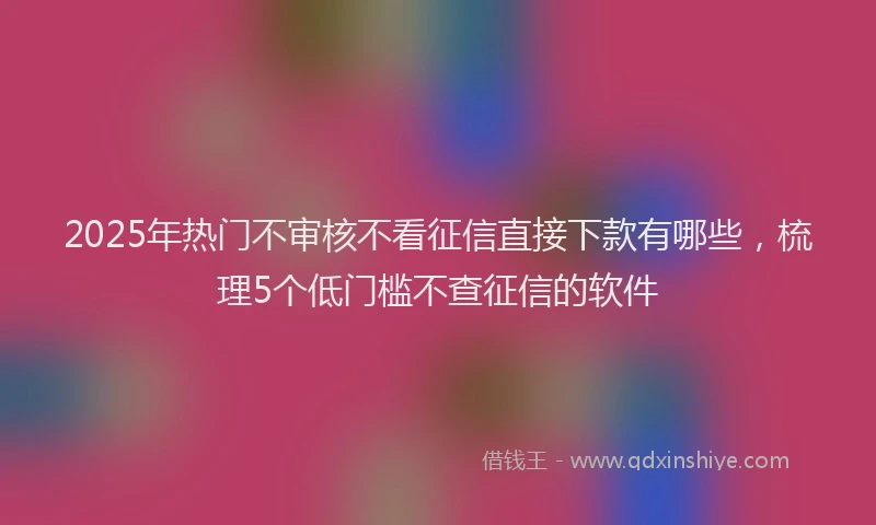 2025年热门不审核不看征信直接下款有哪些，梳理5个低门槛不查征信的软件