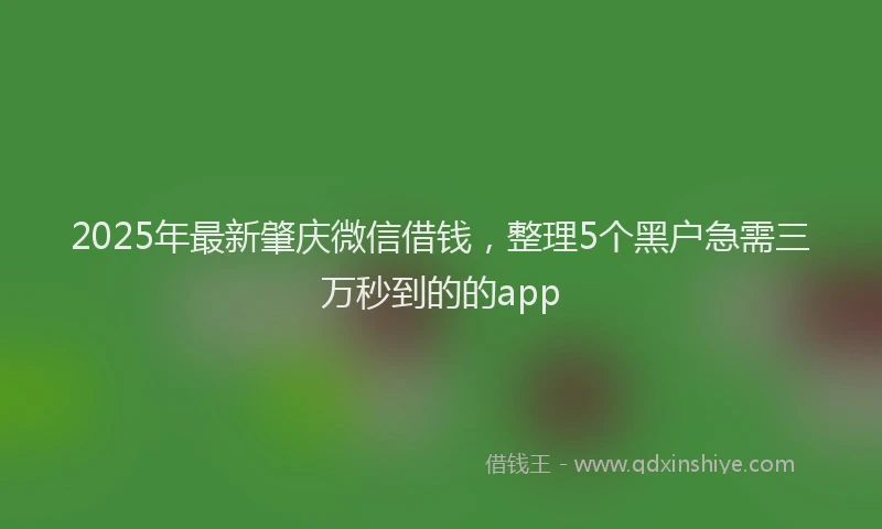 2025年最新肇庆微信借钱，整理5个黑户急需三万秒到的的app