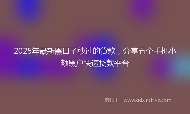 2025年最新黑口子秒过的贷款，分享五个手机小额黑户快速贷款平台