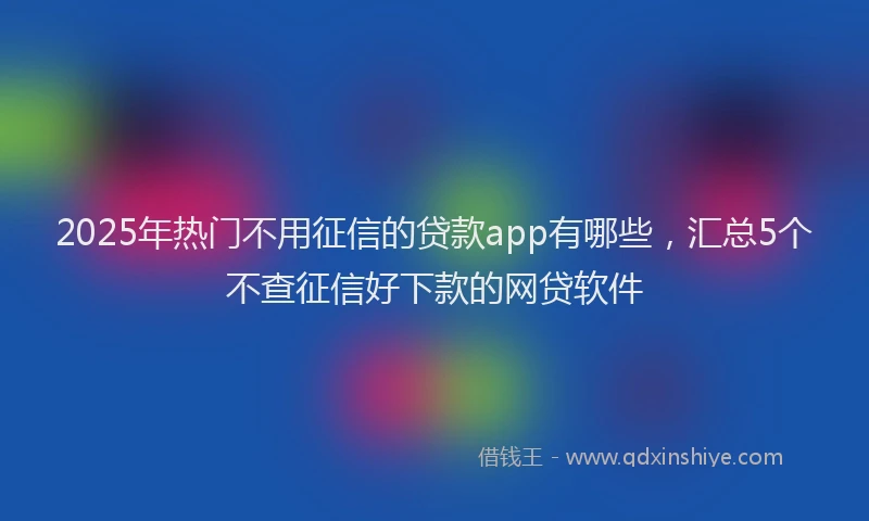 2025年热门不用征信的贷款app有哪些，汇总5个不查征信好下款的网贷软件