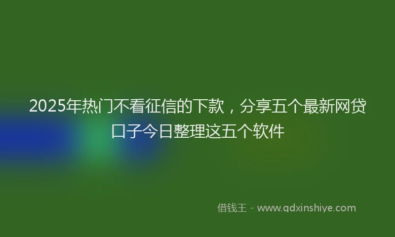 2025年热门不看征信的下款，分享五个最新网贷口子今日整理这五个软件