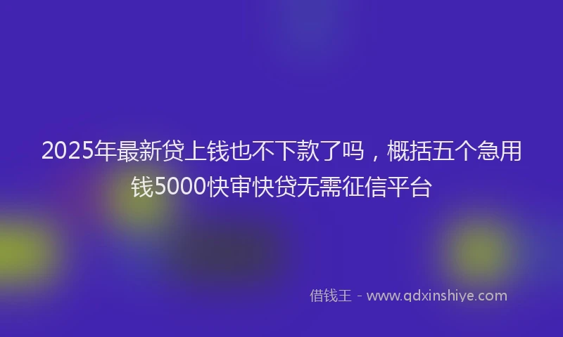 2025年最新贷上钱也不下款了吗，概括五个急用钱5000快审快贷无需征信平台