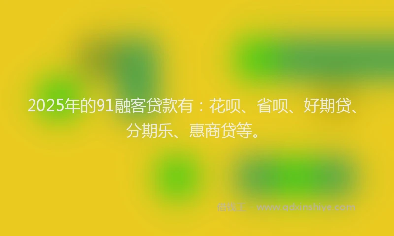 2025年的91融客贷款有：花呗、省呗、好期贷、分期乐、惠商贷等。