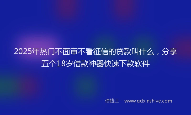 2025年热门不面审不看征信的贷款叫什么，分享五个18岁借款神器快速下款软件