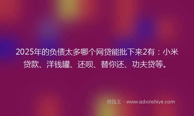 2025年的负债太多哪个网贷能批下来2有：小米贷款、洋钱罐、还呗、替你还、功夫贷等。