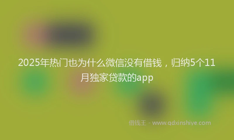 2025年热门也为什么微信没有借钱，归纳5个11月独家贷款的app