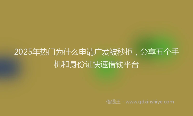 2025年热门为什么申请广发被秒拒，分享五个手机和身份证快速借钱平台