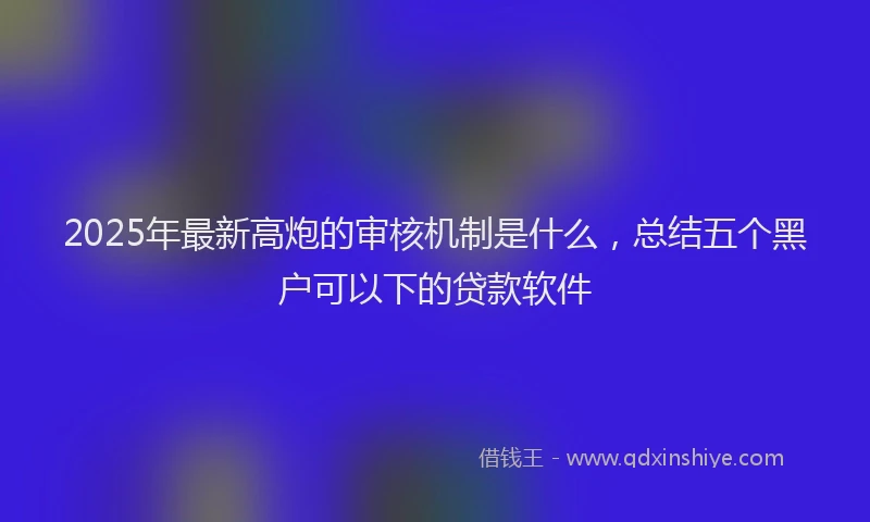 2025年最新高炮的审核机制是什么，总结五个黑户可以下的贷款软件