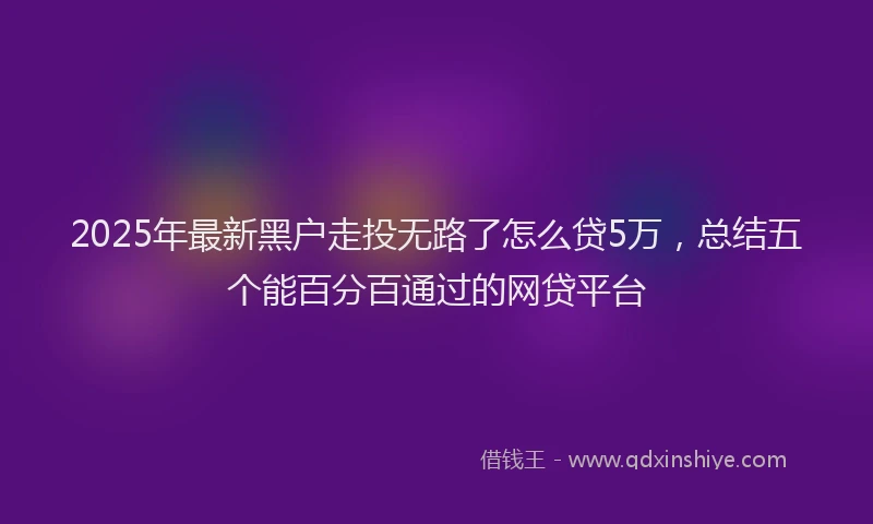 2025年最新黑户走投无路了怎么贷5万，总结五个能百分百通过的网贷平台