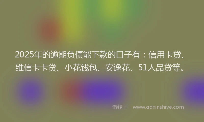 2025年的逾期负债能下款的口子有：信用卡贷、维信卡卡贷、小花钱包、安逸花、51人品贷等。