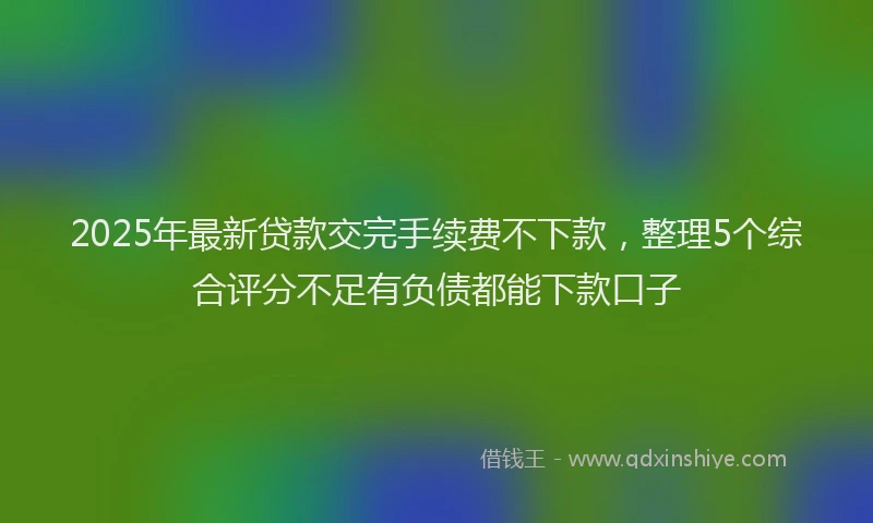 2025年最新贷款交完手续费不下款，整理5个综合评分不足有负债都能下款口子