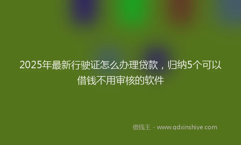 2025年最新行驶证怎么办理贷款，归纳5个可以借钱不用审核的软件