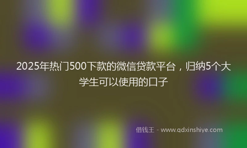 2025年热门500下款的微信贷款平台，归纳5个大学生可以使用的口子