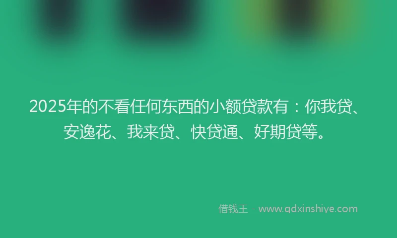 2025年的不看任何东西的小额贷款有：你我贷、安逸花、我来贷、快贷通、好期贷等。