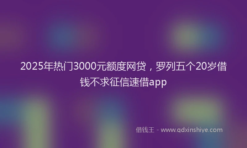 2025年热门3000元额度网贷，罗列五个20岁借钱不求征信速借app