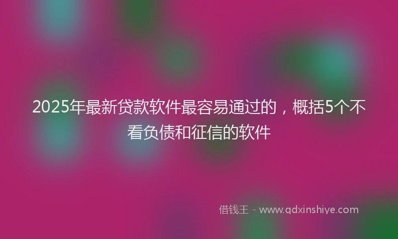 2025年最新贷款软件最容易通过的，概括5个不看负债和征信的软件