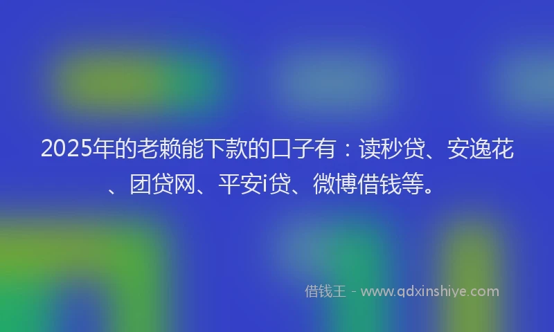 2025年的老赖能下款的口子有：读秒贷、安逸花、团贷网、平安i贷、微博借钱等。