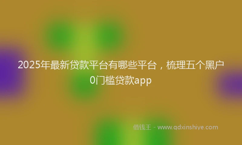 2025年最新贷款平台有哪些平台，梳理五个黑户0门槛贷款app