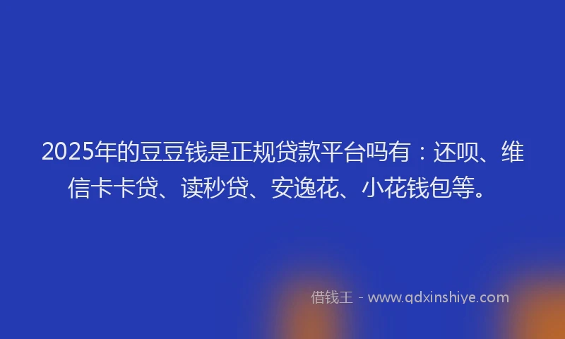 2025年的豆豆钱是正规贷款平台吗有：还呗、维信卡卡贷、读秒贷、安逸花、小花钱包等。