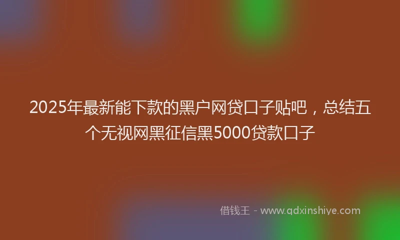 2025年最新能下款的黑户网贷口子贴吧，总结五个无视网黑征信黑5000贷款口子