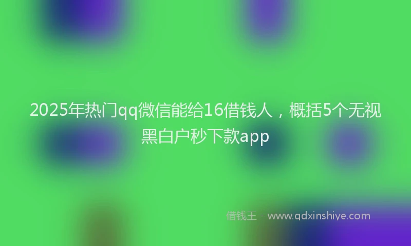 2025年热门qq微信能给16借钱人，概括5个无视黑白户秒下款app