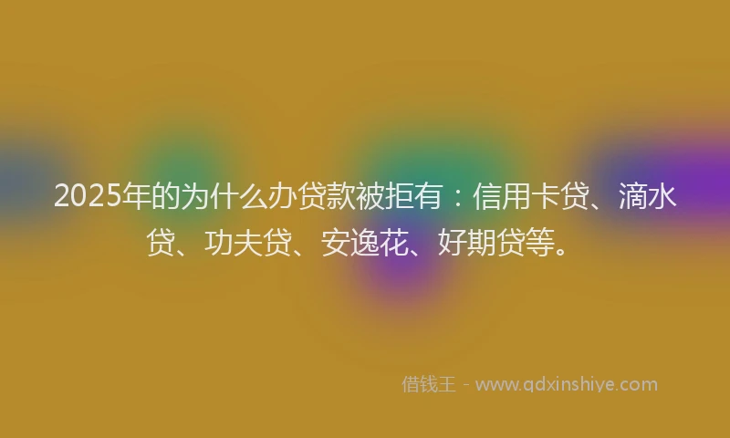 2025年的为什么办贷款被拒有：信用卡贷、滴水贷、功夫贷、安逸花、好期贷等。