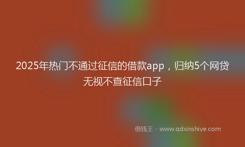 2025年热门不通过征信的借款app，归纳5个网贷无视不查征信口子
