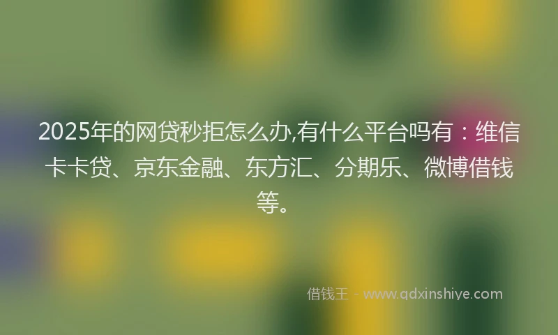 2025年的网贷秒拒怎么办,有什么平台吗有：维信卡卡贷、京东金融、东方汇、分期乐、微博借钱等。