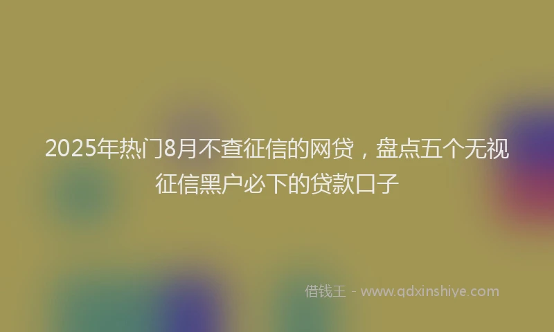 2025年热门8月不查征信的网贷，盘点五个无视征信黑户必下的贷款口子