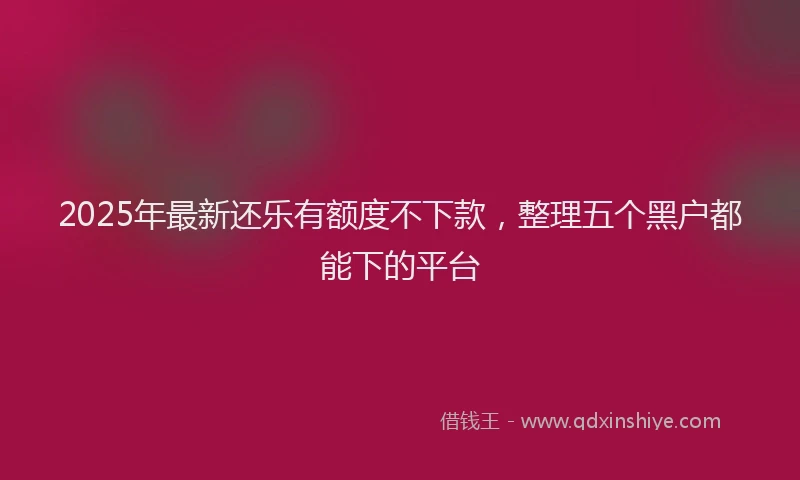2025年最新还乐有额度不下款，整理五个黑户都能下的平台