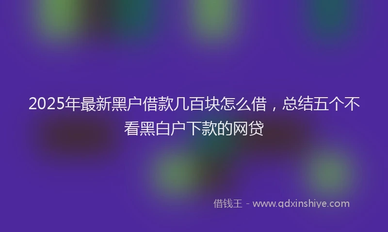 2025年最新黑户借款几百块怎么借，总结五个不看黑白户下款的网贷