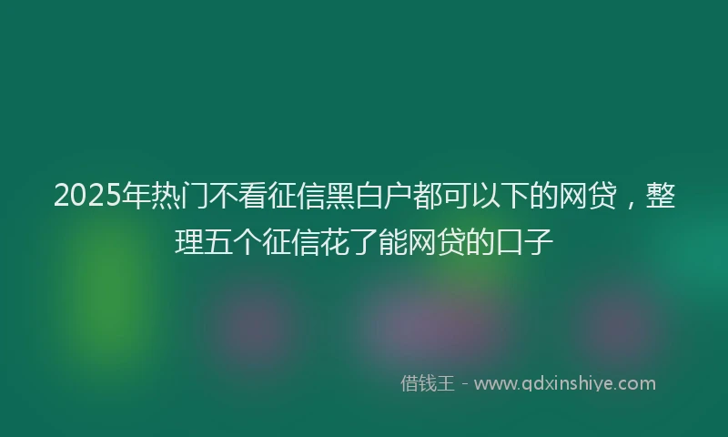 2025年热门不看征信黑白户都可以下的网贷，整理五个征信花了能网贷的口子