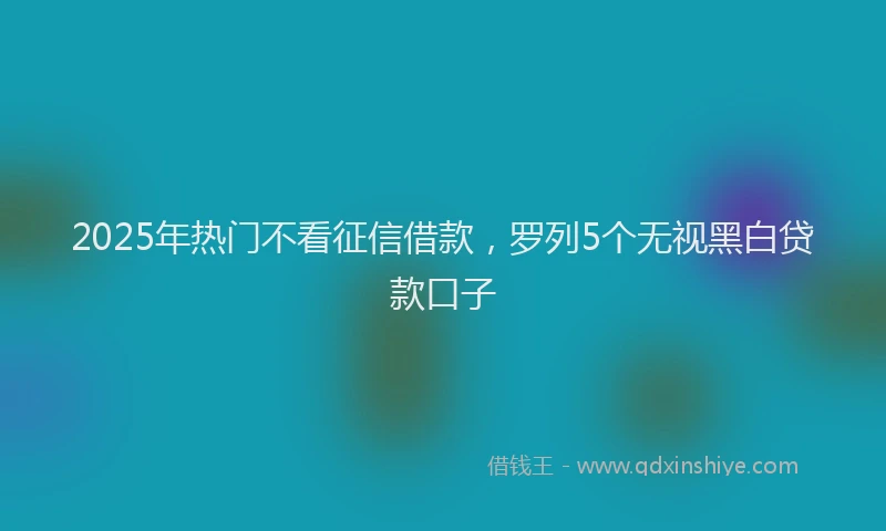 2025年热门不看征信借款，罗列5个无视黑白贷款口子