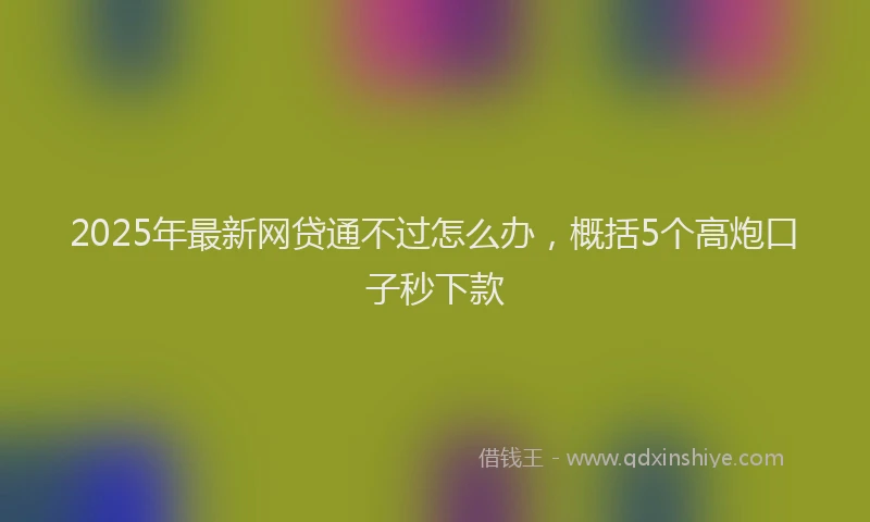 2025年最新网贷通不过怎么办，概括5个高炮口子秒下款