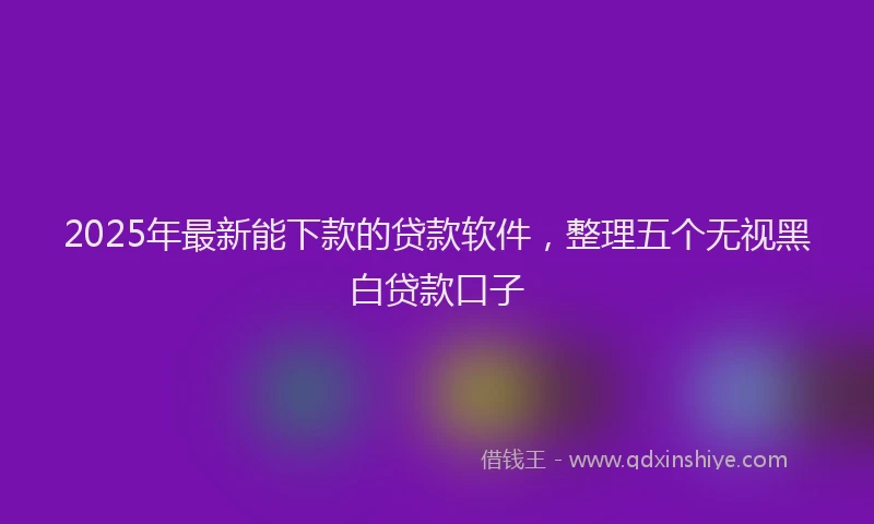 2025年最新能下款的贷款软件，整理五个无视黑白贷款口子