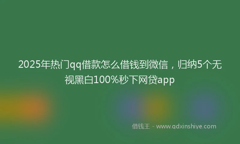 2025年热门qq借款怎么借钱到微信，归纳5个无视黑白100%秒下网贷app