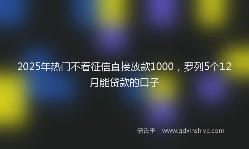 2025年热门不看征信直接放款1000，罗列5个12月能贷款的口子