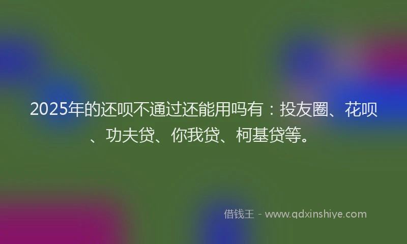 2025年的还呗不通过还能用吗有：投友圈、花呗、功夫贷、你我贷、柯基贷等。