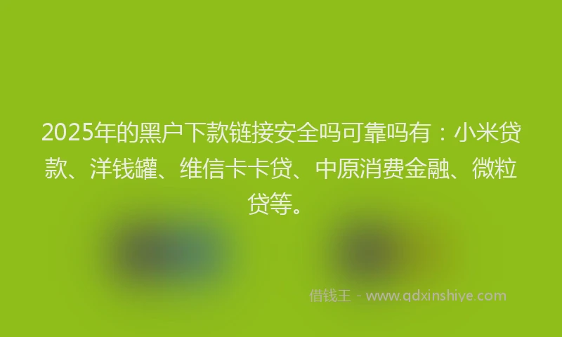 2025年的黑户下款链接安全吗可靠吗有：小米贷款、洋钱罐、维信卡卡贷、中原消费金融、微粒贷等。