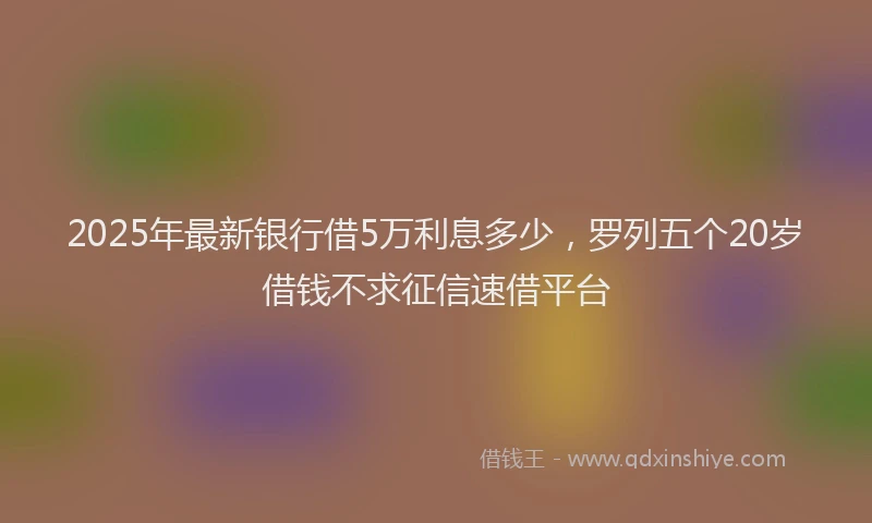 2025年最新银行借5万利息多少，罗列五个20岁借钱不求征信速借平台