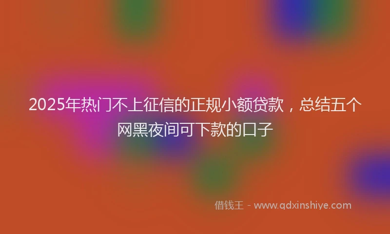 2025年热门不上征信的正规小额贷款，总结五个网黑夜间可下款的口子